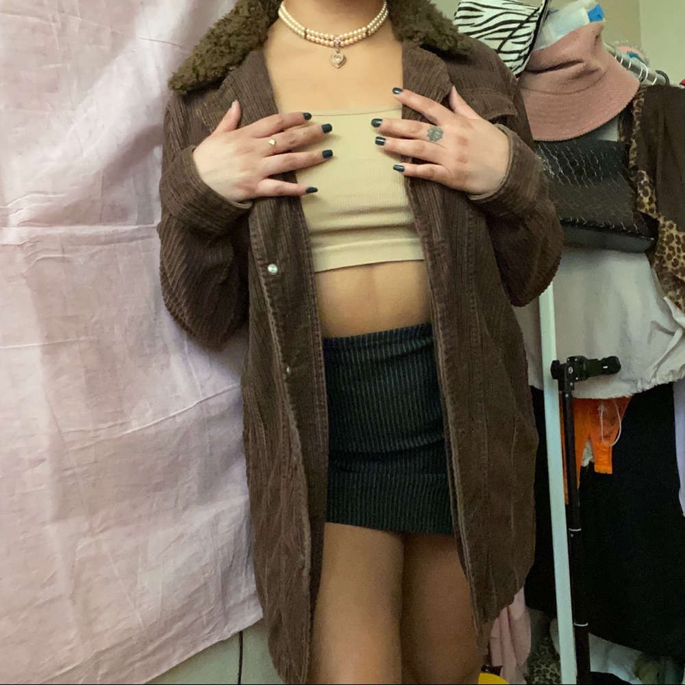 Fuzzy brown Corduroy Jacket <3